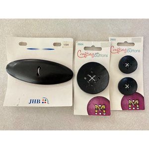 Four brand new black jumbo large buttons for sewing costumes clothing clothes